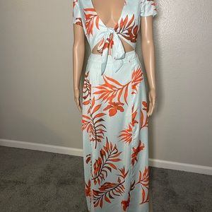 Floral Print High Slit Romper Dress